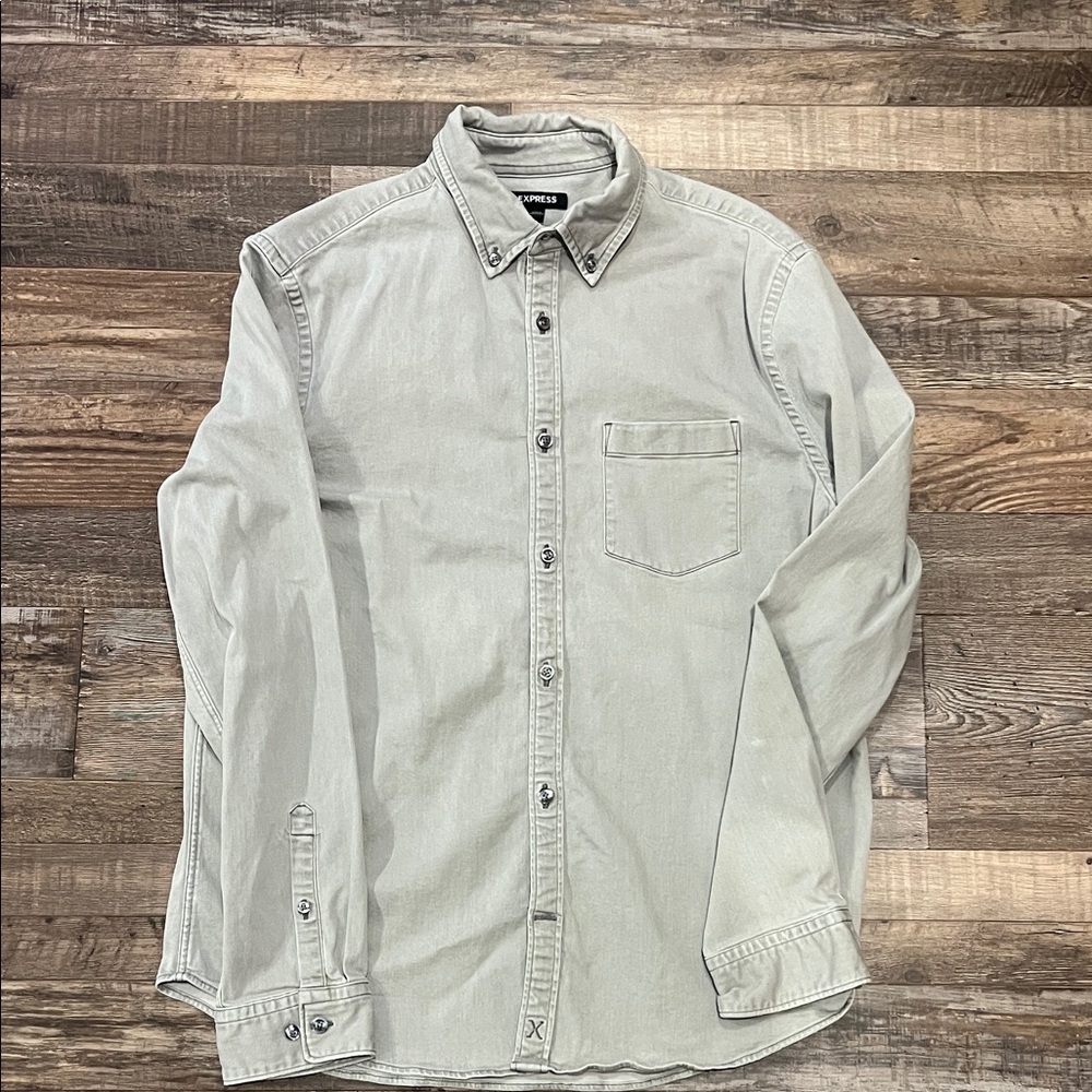 Express Light Gray Button-Down Shirt